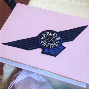 Harley-Davidson Black and Blue Winged Emblem for Men or Women